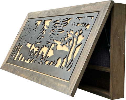 Large Hidden Gun Storage Cabinet Deer Scene Wall Decor - Deer In The Woods Concealed Gun Cabinet Large Hidden Gun Storage Cabinet Deer Scene Wall Decor - Deer In The Woods Concealed Gun Cabinet