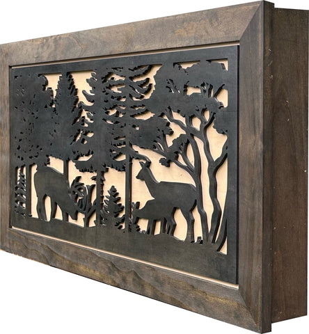 Large Hidden Gun Storage Cabinet Deer Scene Wall Decor - Deer In The Woods Concealed Gun Cabinet Large Hidden Gun Storage Cabinet Deer Scene Wall Decor - Deer In The Woods Concealed Gun Cabinet