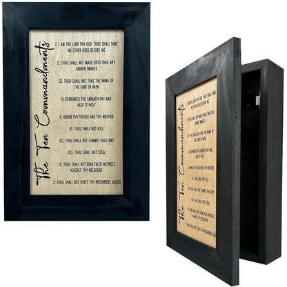 Concealed Gun Storage Cabinet with The Ten Commandments