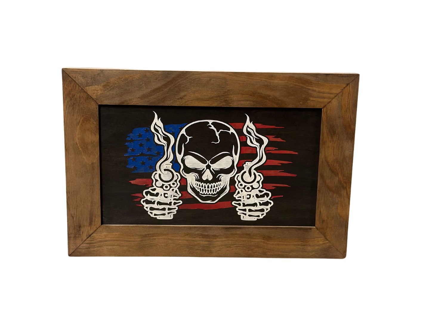 Flag Skull Gun Safe - Wall Mounted Decorative Secure Gun Cabinet