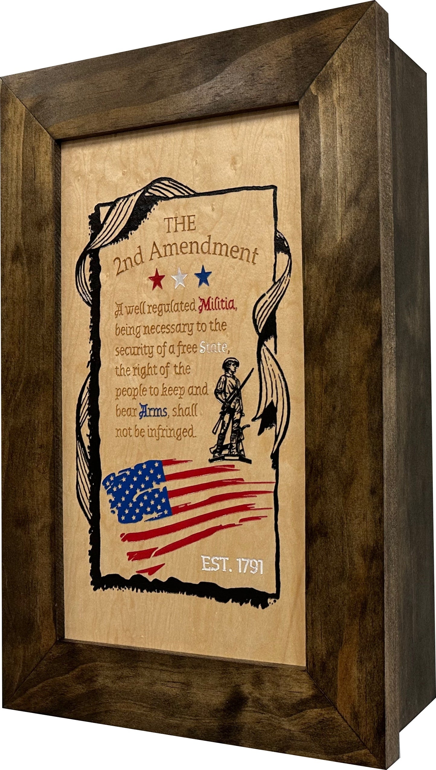 2nd Amendment Gun Safe - Wall Mounted Decorative Secure Gun Cabinet