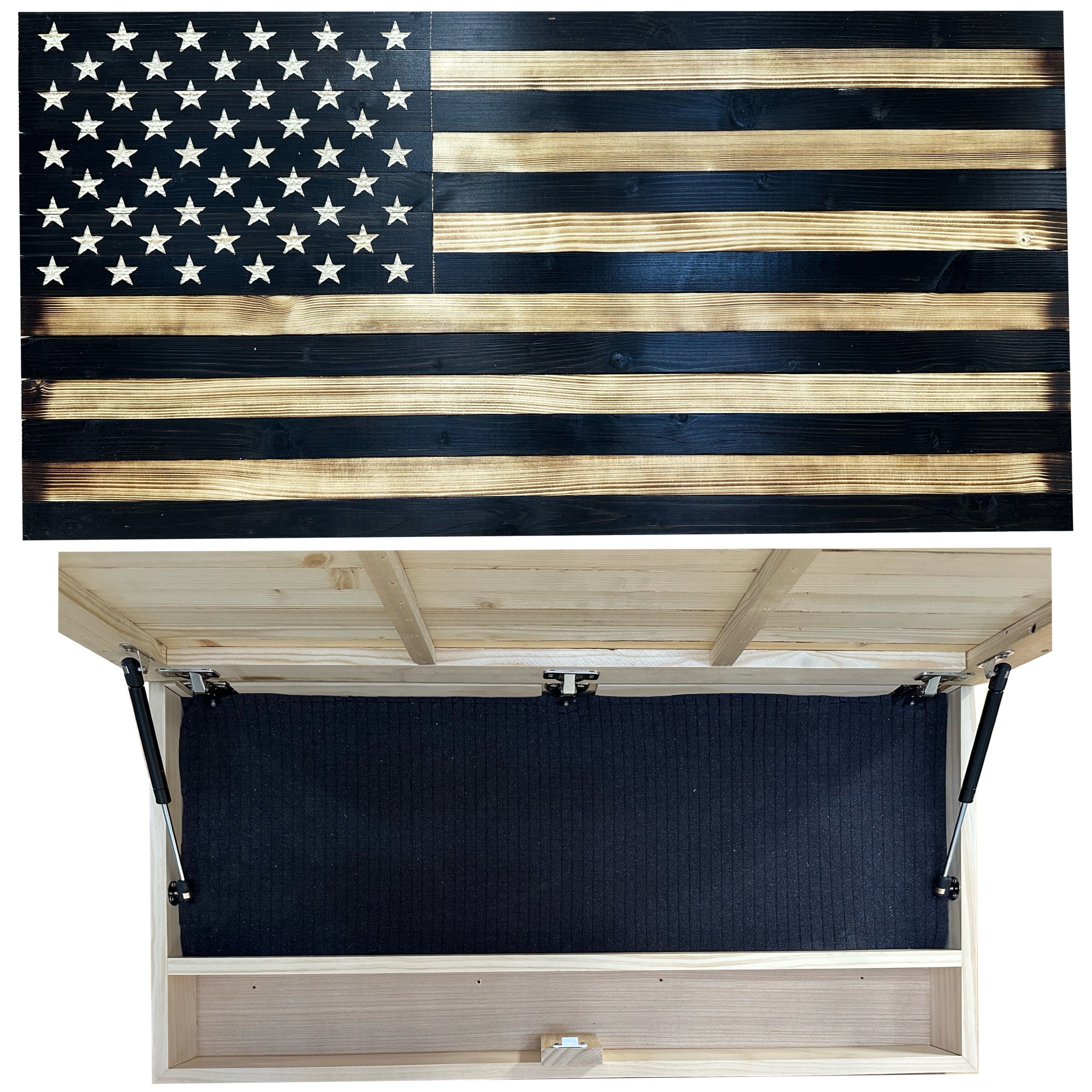 Large American Flag Hidden Gun Storage Cabinet (Black) – Black Wolf ...