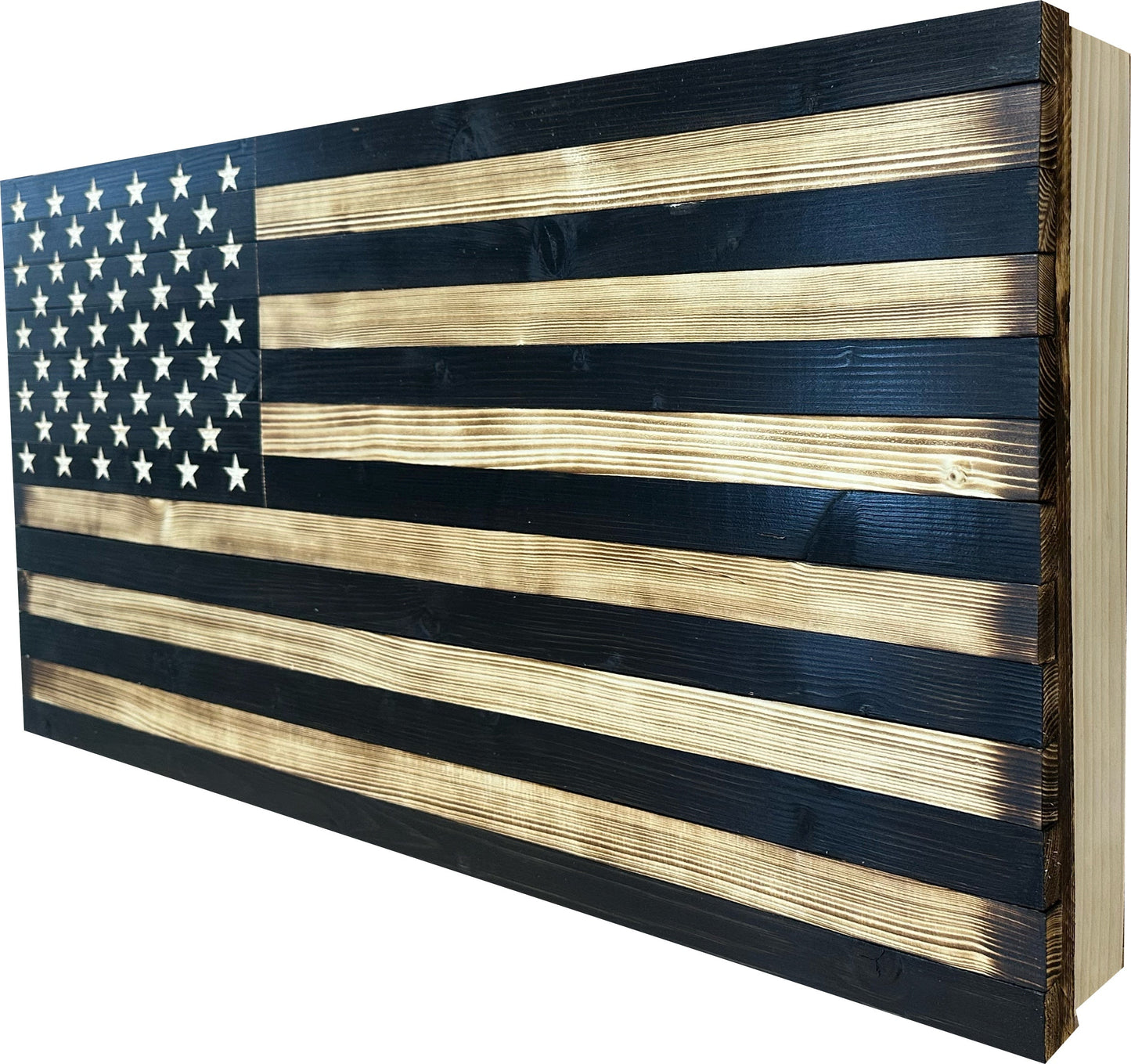 Large American Flag Hidden Gun Storage Cabinet (Black)