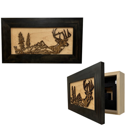 Decorative Secure Gun Cabinet with Deer Scene - Wall-Mounted Gun Safe To Securely Store Your Personal Protection