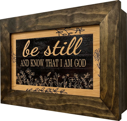 Bible Verse Decorative & Secure Wall-Mounted Gun Cabinet - Be Still and Know That I am God Psalm 46:10 Gun Safe