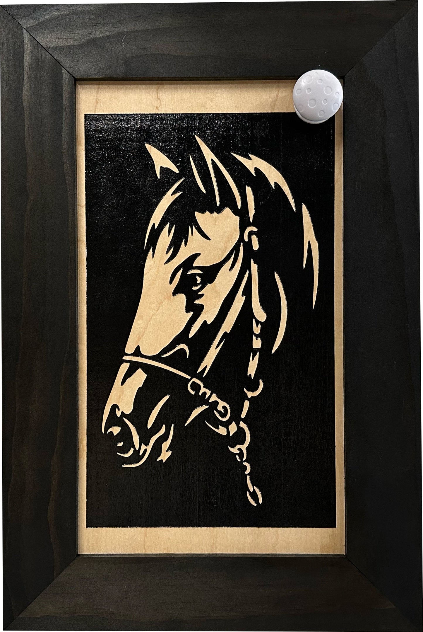 Hidden Gun Safe Black Horse Wall Art Decoration - Secure Gun Cabinet by Bellewood Designs