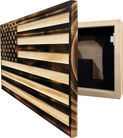 Burnt American Flag Hidden Gun Storage Cabinet