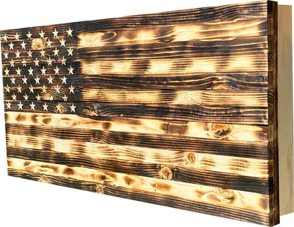 Large Burnt American Flag Hidden Gun Storage Cabinet (Burnt)