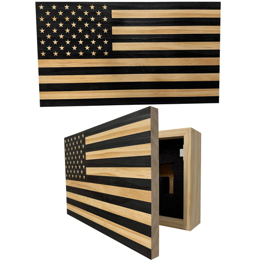 American Flag Decorative & Secure Wall-Mounted Gun Cabinet (Carbon Gray)