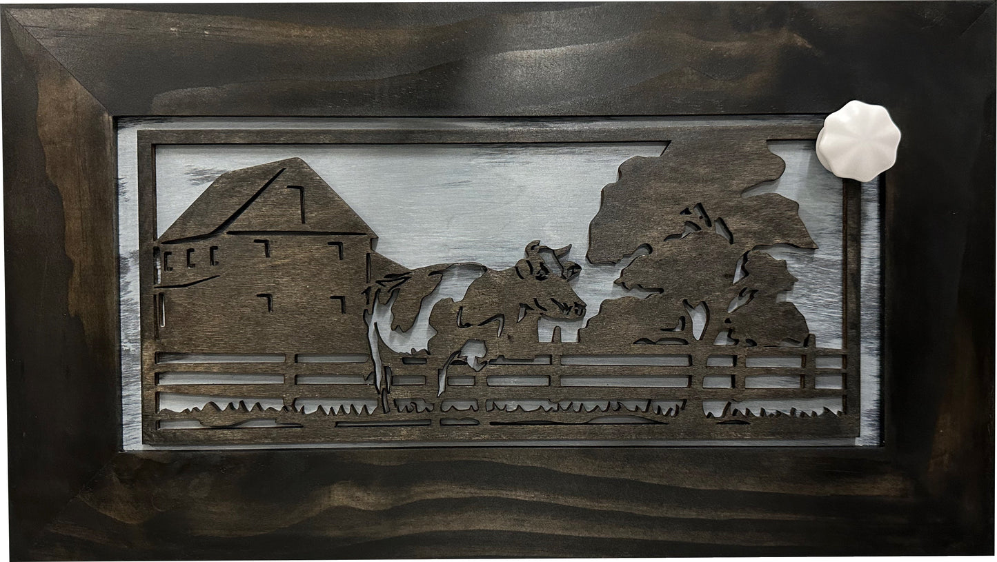 Decorative Cow Farm Wall-Mounted Secure Gun Cabinet - Gun Safe To Securely Store Your Gun & Home Self Defense Gear