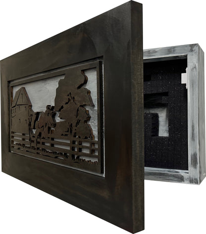 Decorative Cow Farm Wall-Mounted Secure Gun Cabinet - Gun Safe To Securely Store Your Gun & Home Self Defense Gear