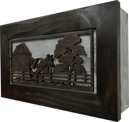 Decorative Cow Farm Wall-Mounted Secure Gun Cabinet - Gun Safe To Securely Store Your Gun & Home Self Defense Gear