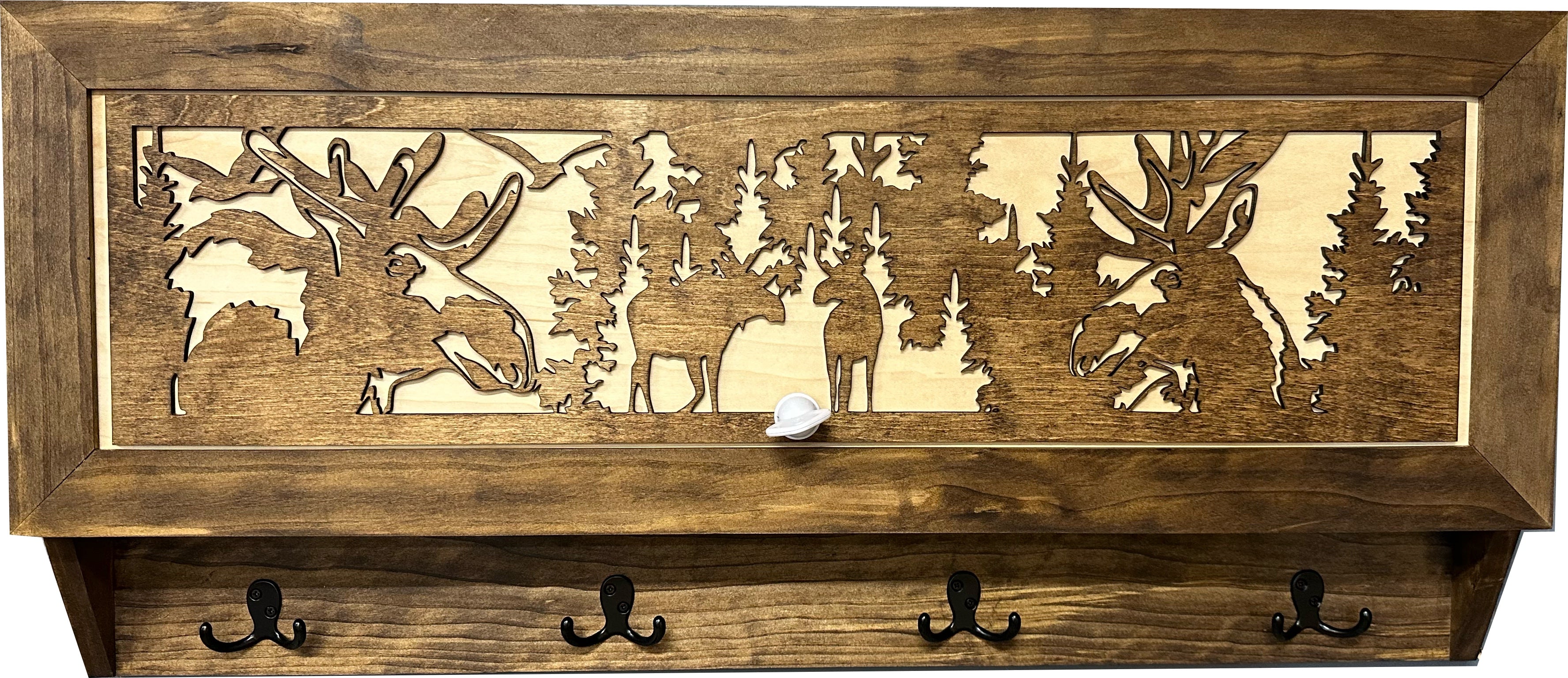 Moose Rack Design Coat Rack Hidden Gun Storage - Moose In The Woods – Black Wolf Flag and ...