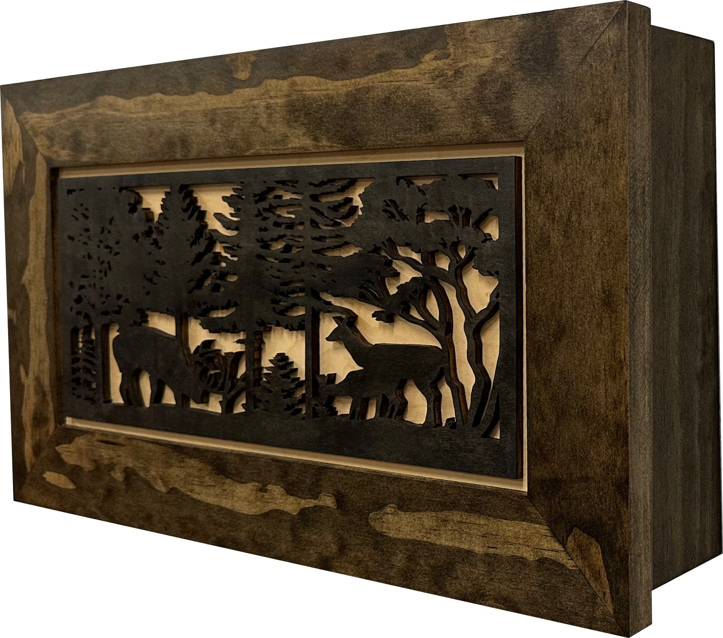 Decorative Deer Scene Wall-Mounted Secure Gun Cabinet - Gun Safe To Securely Store Your Gun & Home Self Defense Gear