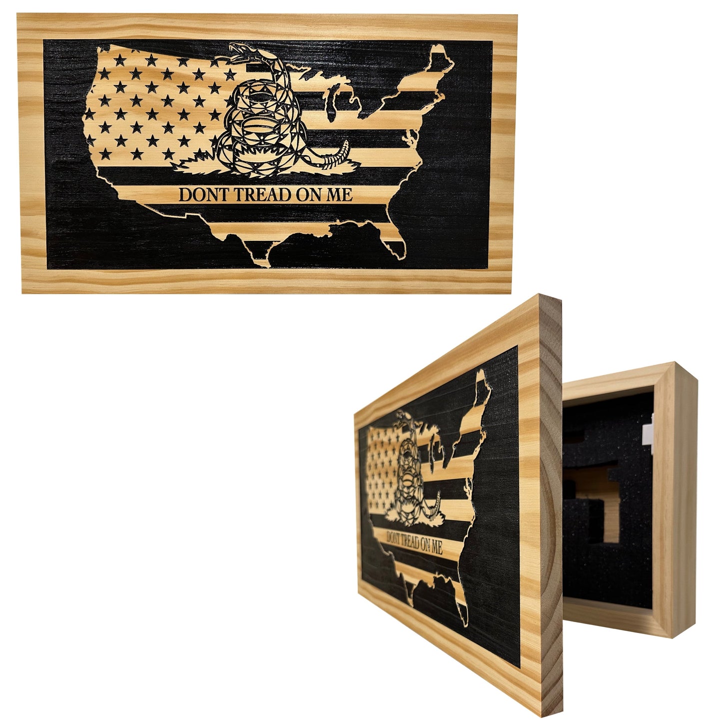 Dont Tread On Me Secure Decorative Wall-Mounted Gun Cabinet (Union)