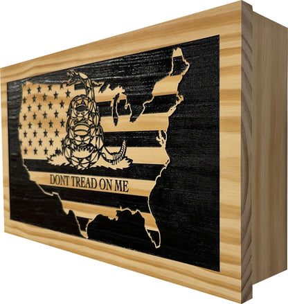 Dont Tread On Me Secure Decorative Wall-Mounted Gun Cabinet (Union)