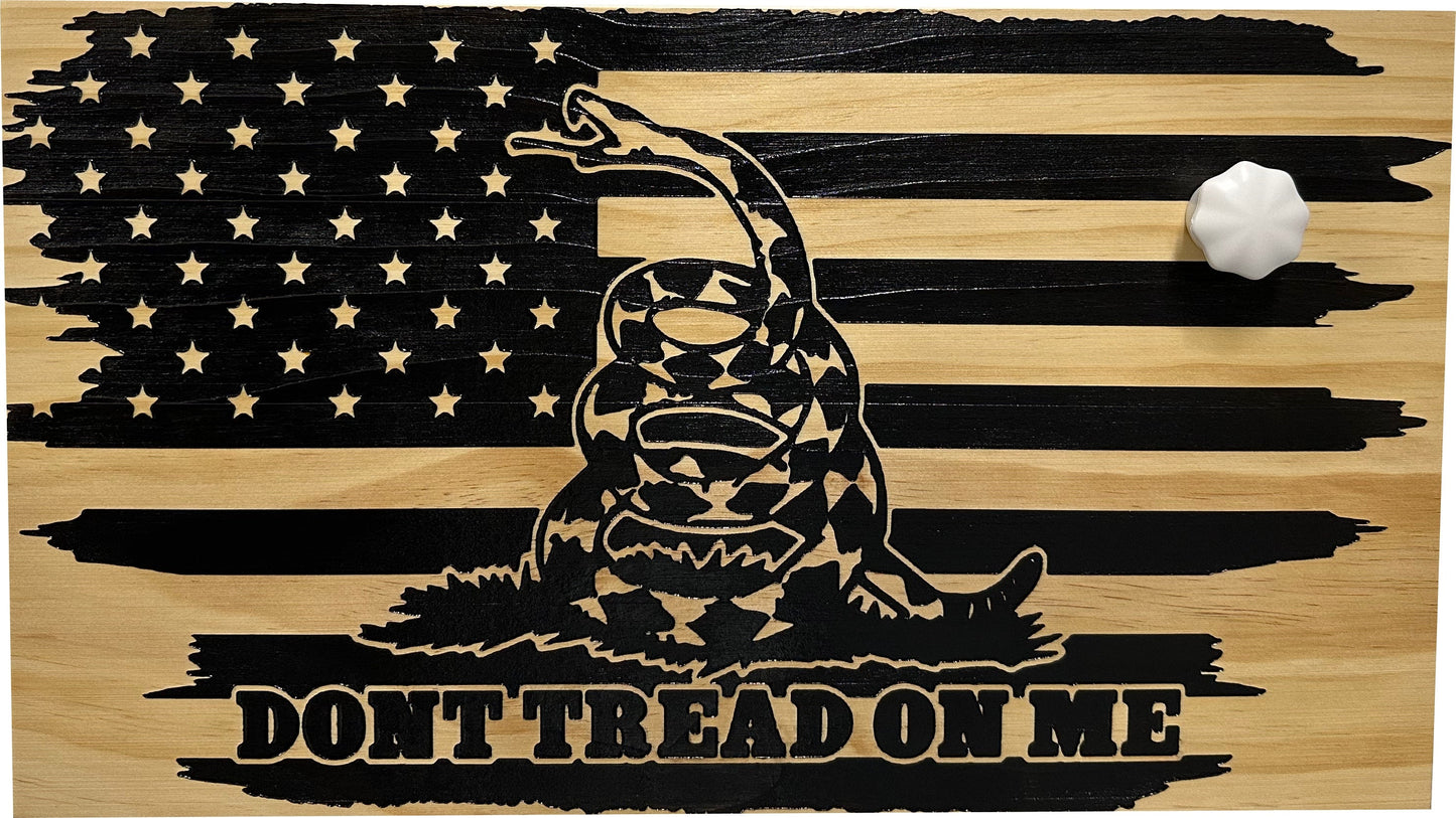 Dont Tread On Me Secure Decorative Wall-Mounted Gun Cabinet (Distressed)