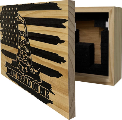 Dont Tread On Me Secure Decorative Wall-Mounted Gun Cabinet (Distressed)