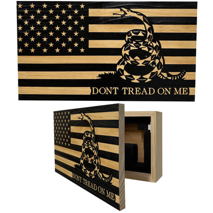 Dont Tread On Me Secure Decorative Wall-Mounted Gun Cabinet (Stripes)