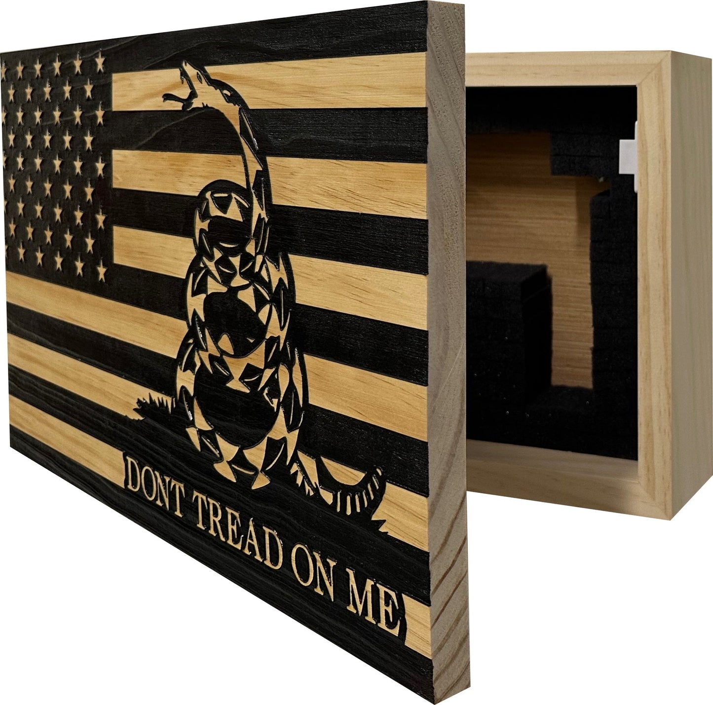 Dont Tread On Me Secure Decorative Wall-Mounted Gun Cabinet (Stripes)