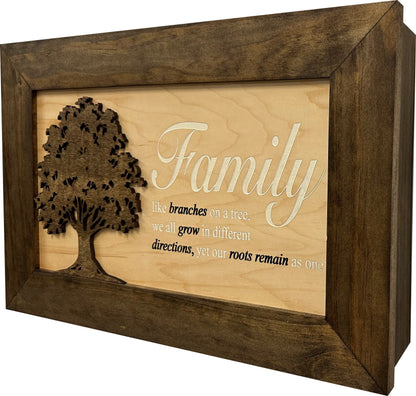 Decorative Secured Gun Storage Cabinet with Family Branches (Dark Walnut)