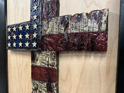 American Flag Cross Decorative Wall-Mounted Secure Gun Cabinet