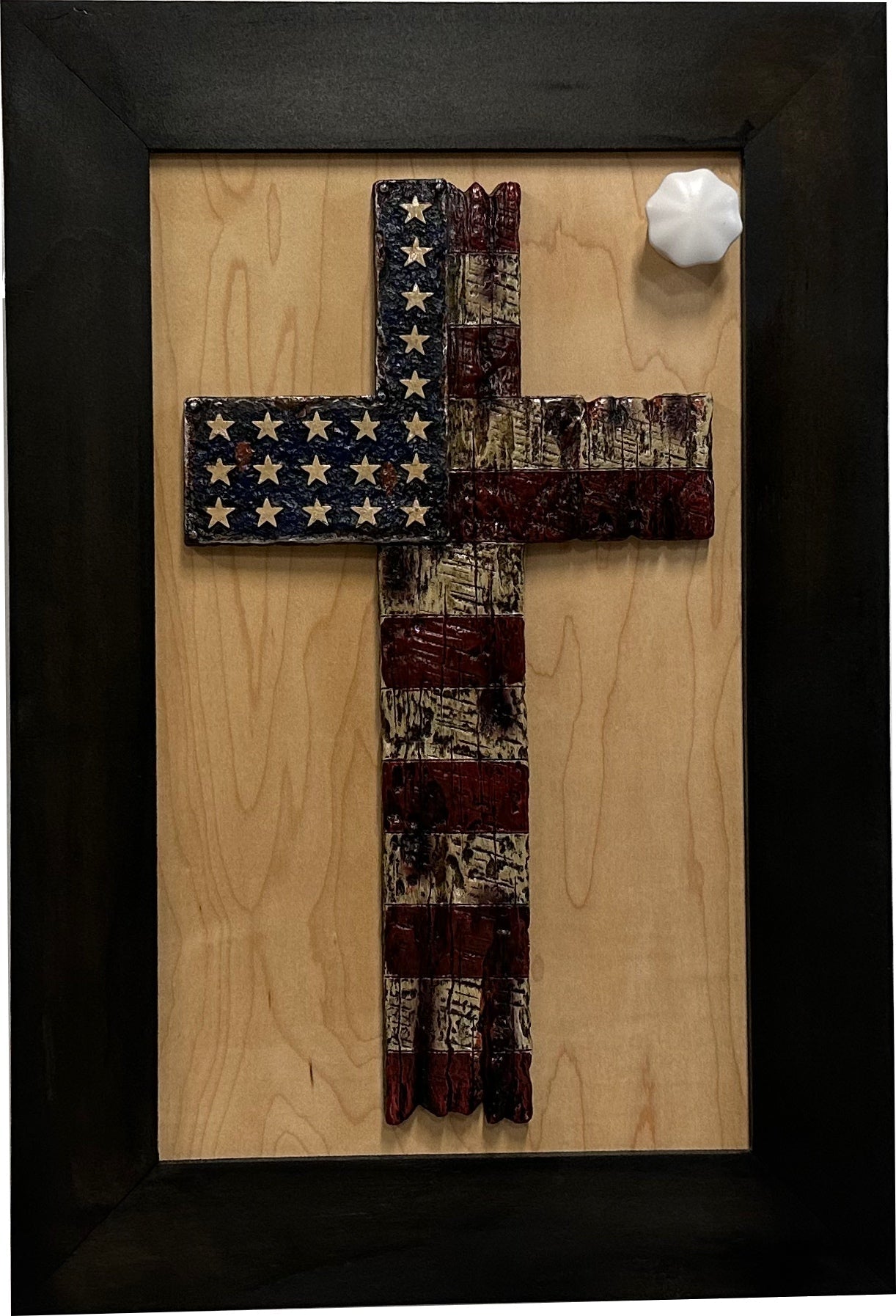 American Flag Cross Decorative Wall-Mounted Secure Gun Cabinet