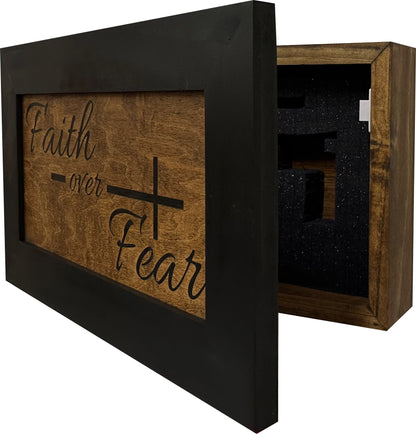 Faith Over Fear Decorative Wall-Mounted Secure Gun Cabinet