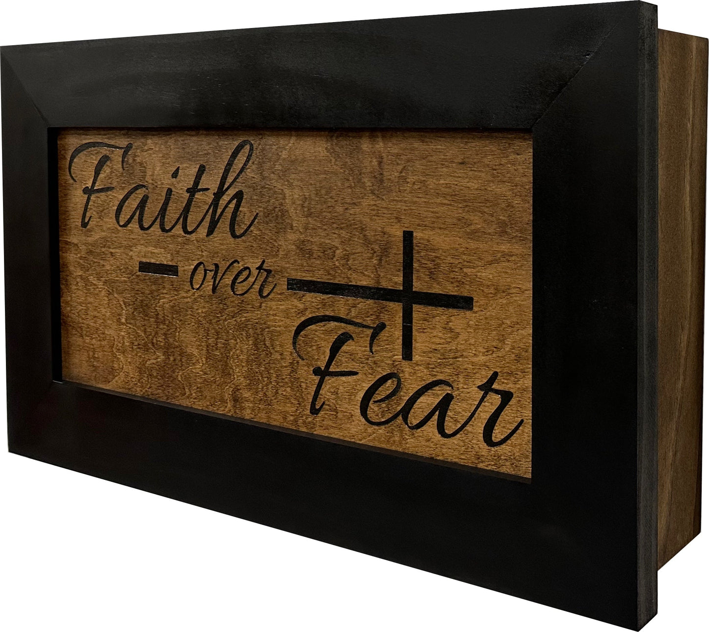 Faith Over Fear Decorative Wall-Mounted Secure Gun Cabinet