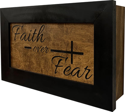 Faith Over Fear Decorative Wall-Mounted Secure Gun Cabinet