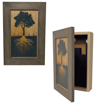 Hidden Gun Storage Tree Roots Silhouette Concealment Shelf