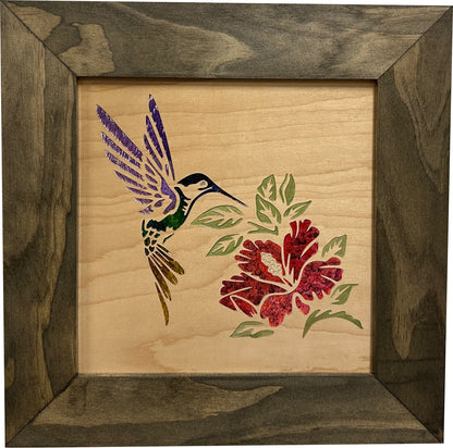 Decorative Wooden Gun Safe with Hummingbird and Hibiscus