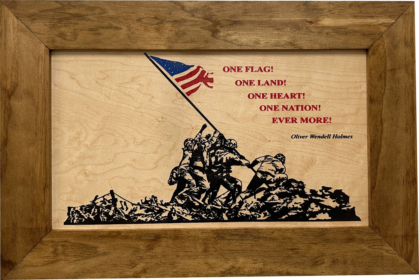 Iwo Jima Flag Raising Decorative Wall-Mounted Secure Gun Cabinet