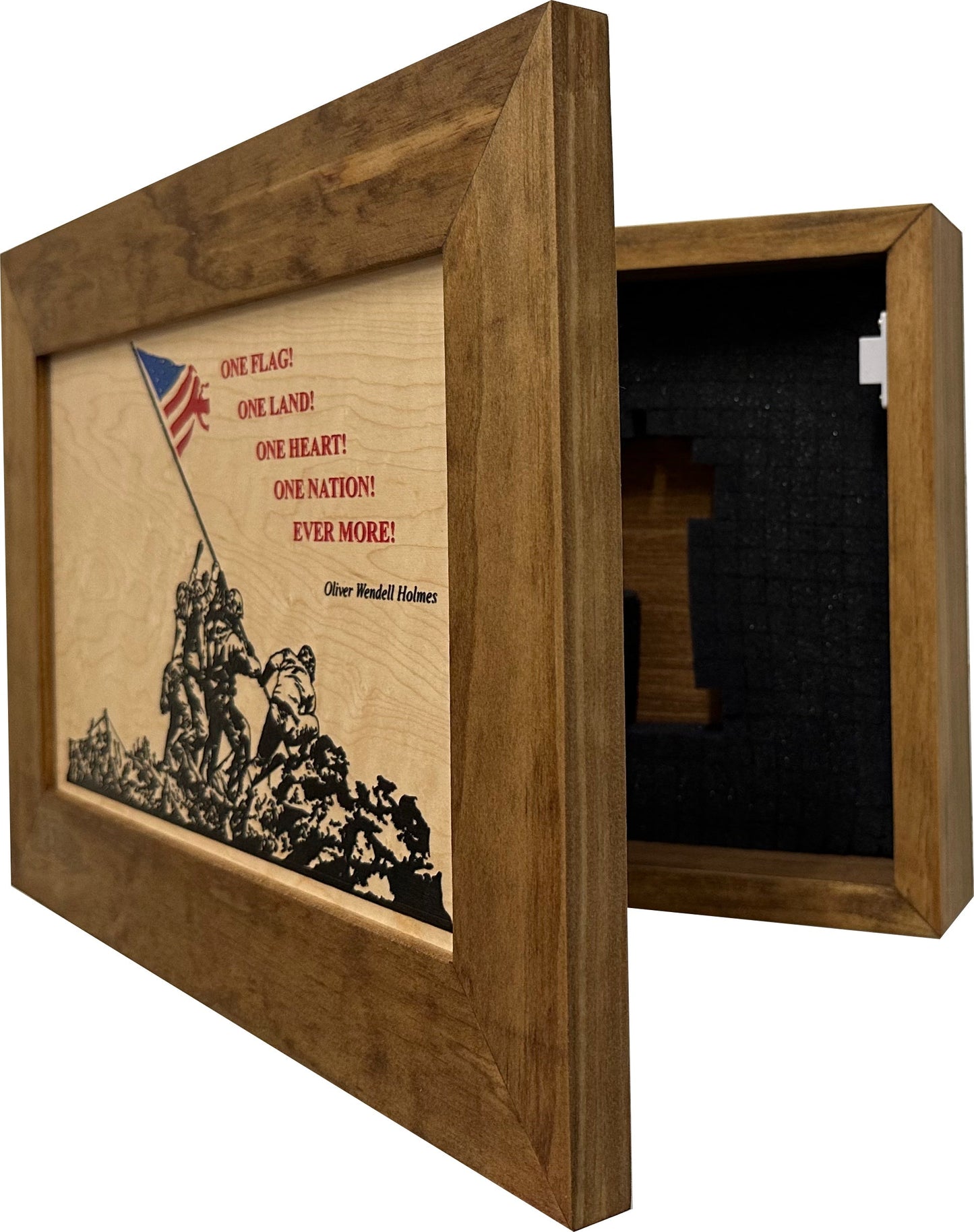 Iwo Jima Flag Raising Decorative Wall-Mounted Secure Gun Cabinet