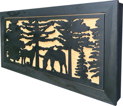 Large Hidden Gun Storage Cabinet Horse Scene Wall Decor - Two Horses Together