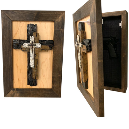 Three Layered Cross Decorative Wall-Mounted Secure Gun Cabinet