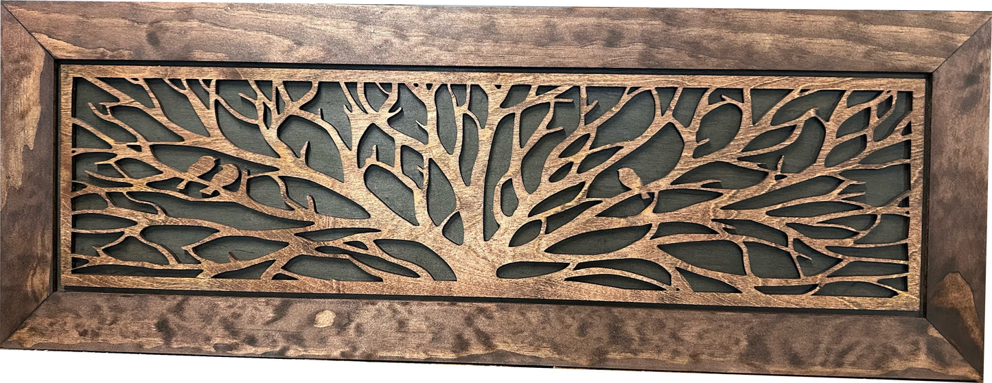 Large Wood Hidden Gun Cabinet Birds In A Tree Wall Decoration - Hidden Gun Safe To Securely Store Your Gun In Plain Sight