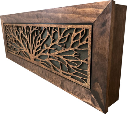 Large Wood Hidden Gun Cabinet Birds In A Tree Wall Decoration - Hidden Gun Safe To Securely Store Your Gun In Plain Sight