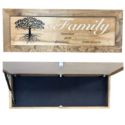 Large Hidden Gun Storage Cabinet with Family Tree Design