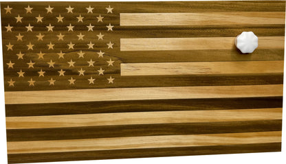 American Flag Hidden Gun Storage Decorative & Secure Wall-Mounted Concealed Gun Cabinet (Natural)