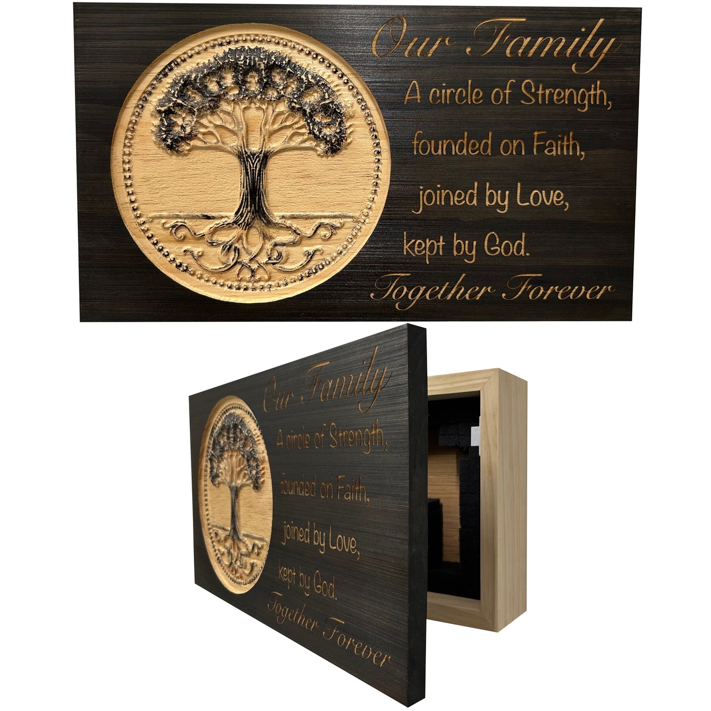 Our Family Tree Roots Wall Decoration Gun Safe - Securely Store Your Gun Safely in Plain Sight