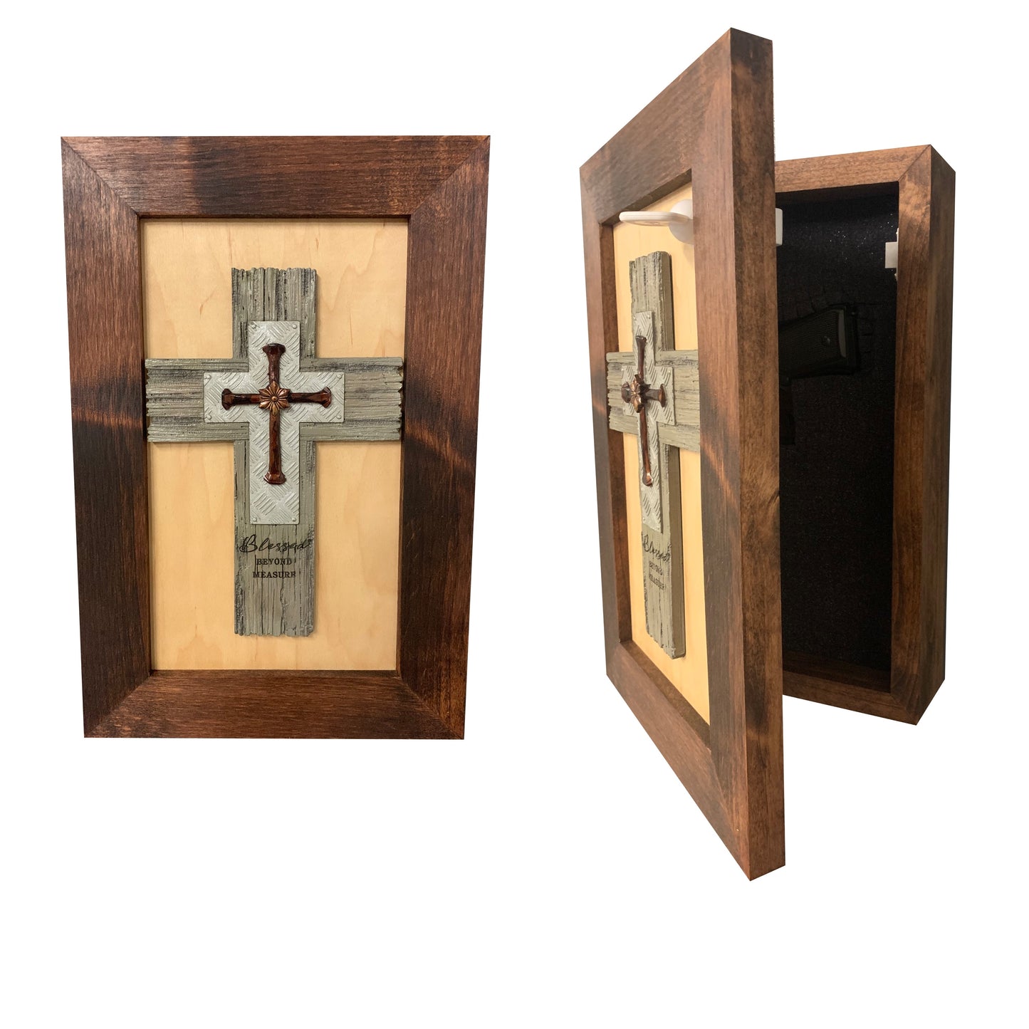 Blessed Beyond Measure Cross Decorative Wall-Mounted Secure Gun Cabinet