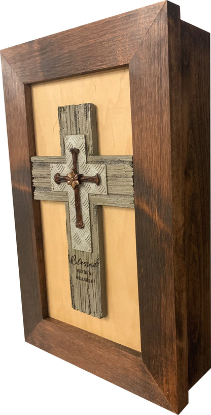 Blessed Beyond Measure Cross Decorative Wall-Mounted Secure Gun Cabinet