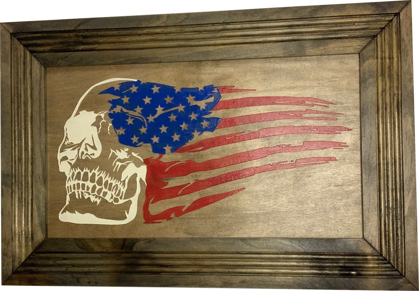 Decorative and Secure Gun Cabinet with Skull & American Flag Design