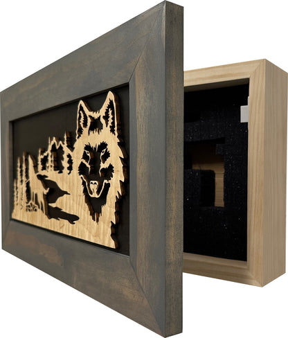 Wall-Mounted Gun Cabinet Wolf Scenery Wall Decoration - Gun Safe To Securely Store Your Gun In Plain Sight