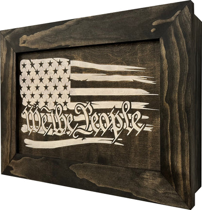 American Flag Gun Cabinet We The People Decorative and Secure Hidden Gun Safe (Black and White)